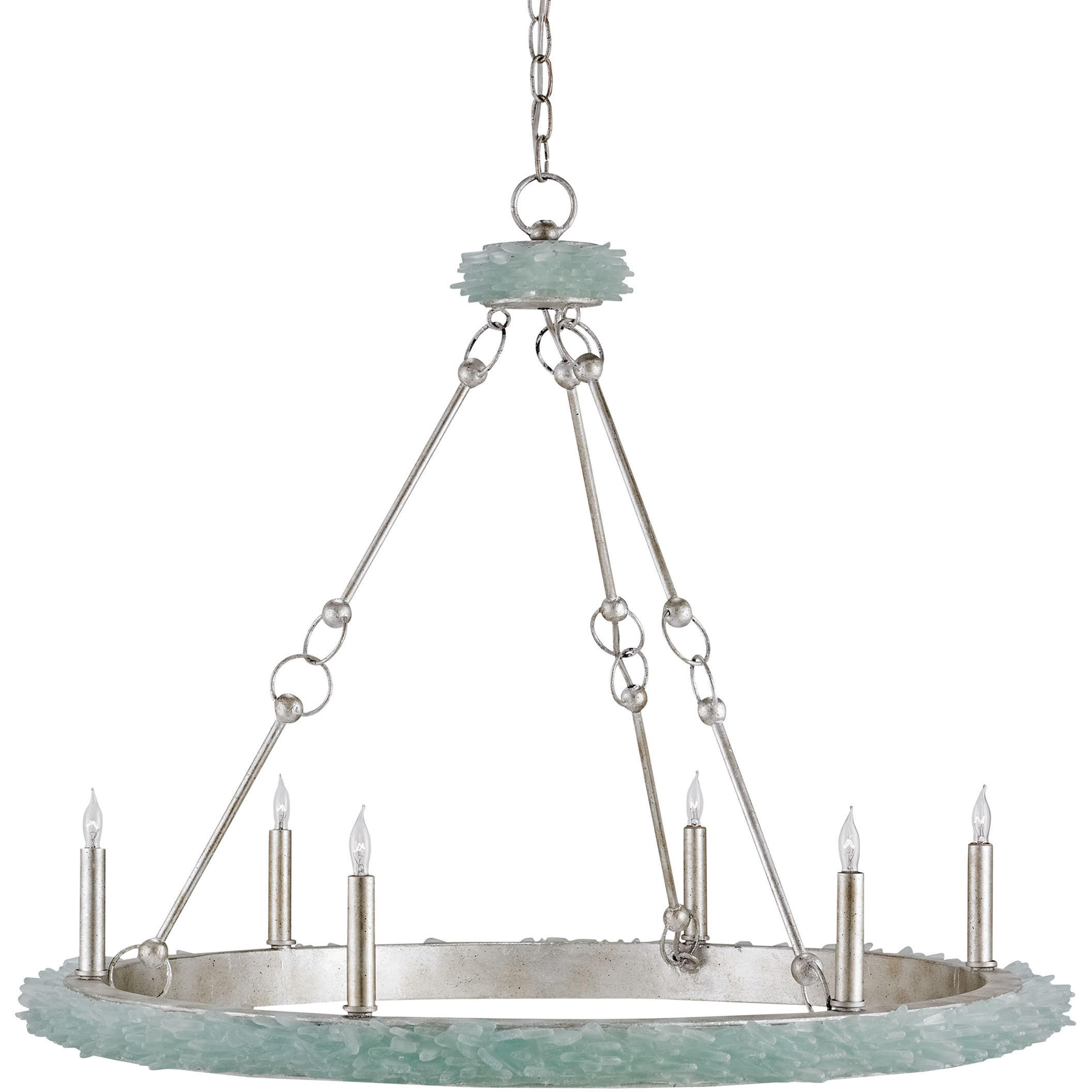 Tidewater 6 Light 35 inch Silver Granello Chandelier Ceiling Light